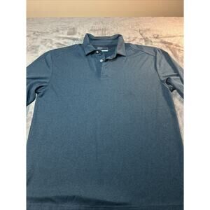 PGA Tour Teal/black Stripe Long Sleeve Polyester Performance Polo Shirt Men's L
